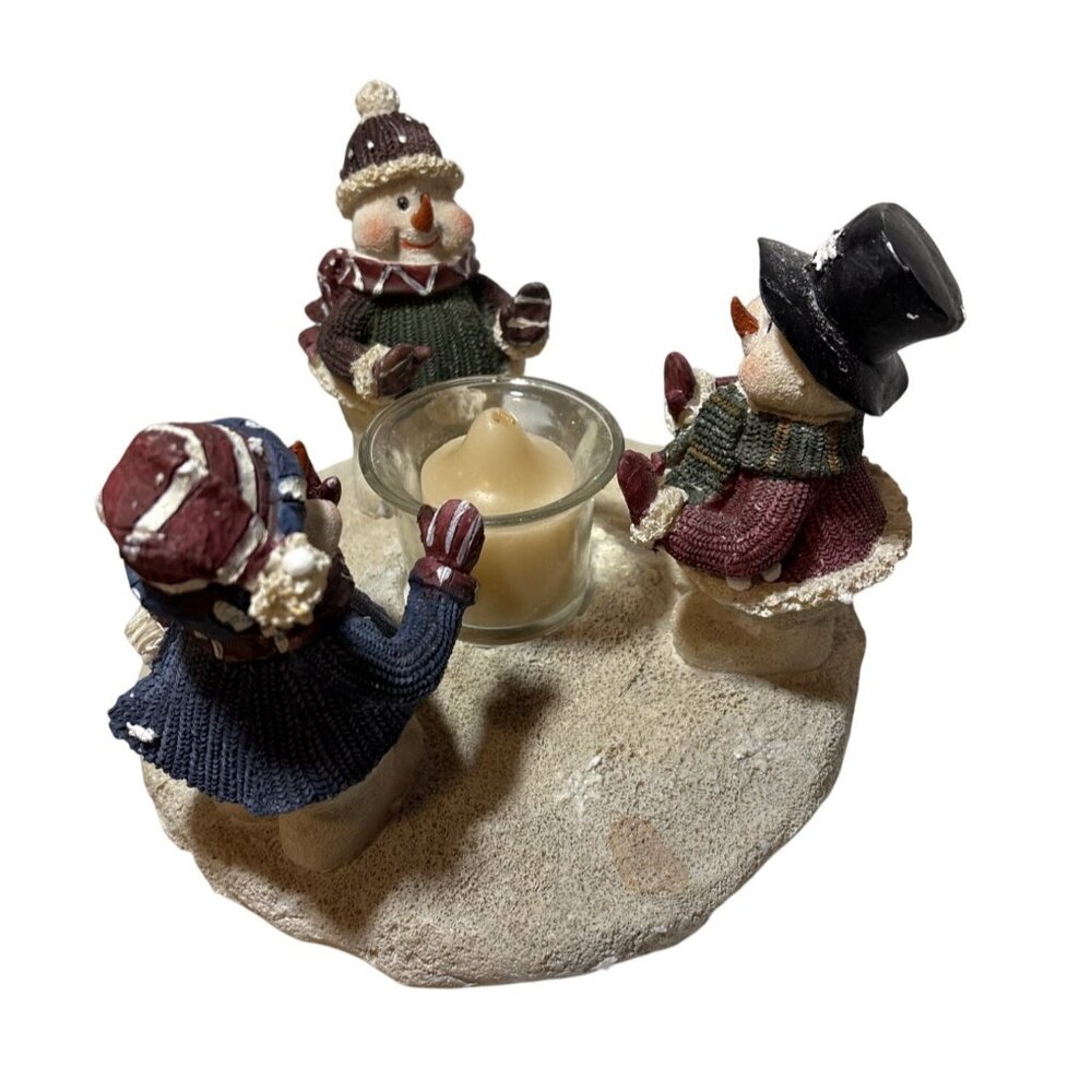 Circle of Snow Friends Candle Holder Regal Greetings & Gifts Winter Decor 7.5"